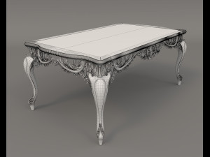 european style dinning table chair set 4 Model 3D