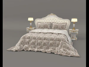 tempat tidur gaya eropa 17 Model 3D