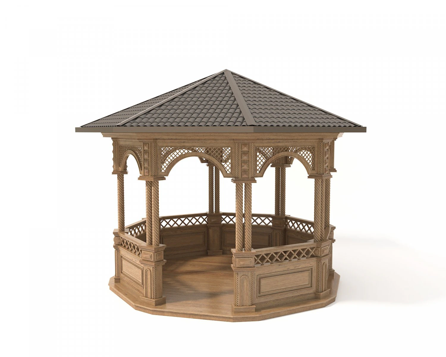 classic wooden gazebo 3D Model .c4d .max .obj .3ds .fbx .stl .blend 