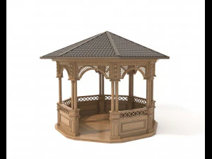 cenador de madera cl&aacute;sico Modelo 3D