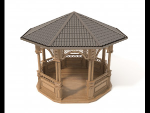 classic wooden gazebo 3D Model