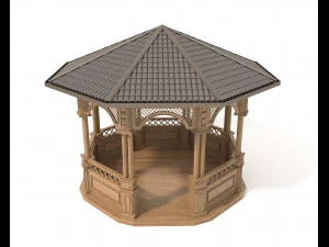 classic wooden gazebo 3D Model