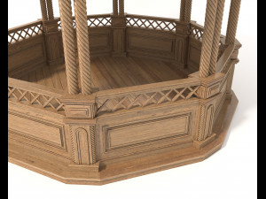 classic wooden gazebo 3D Model