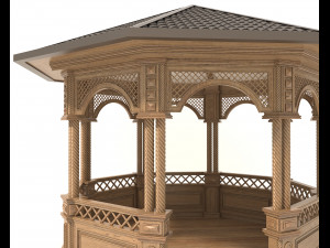 classic wooden gazebo 3D Model