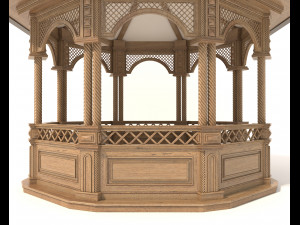 classic wooden gazebo 3D Model
