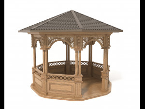 classic wooden gazebo 3D Model