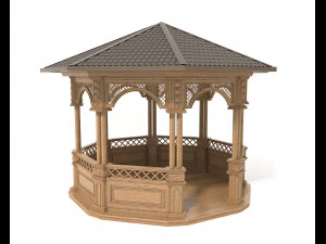 classic wooden gazebo 3D Model