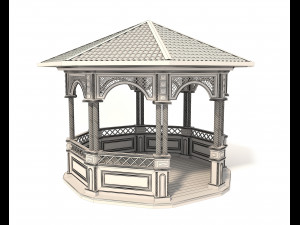 classic wooden gazebo 3D Model