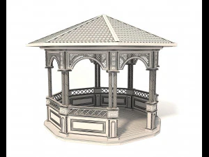 classic wooden gazebo 3D Model