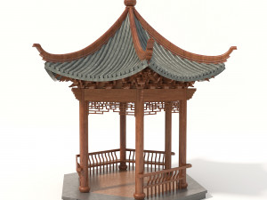 chinese wood gazebo Modello 3D