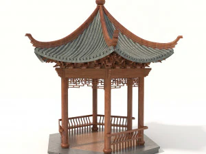 cenador de madera chino Modelo 3D