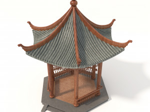 chinese wood gazebo Modello 3D