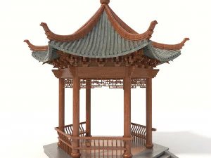 chinese wood gazebo 3D Model