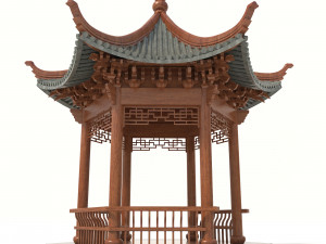 chinese wood gazebo Modello 3D