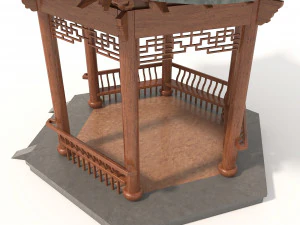 chinese wood gazebo 3D Model