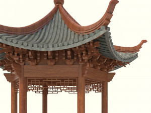 chinese wood gazebo Modello 3D