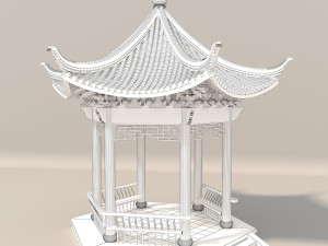 chinese wood gazebo Modello 3D