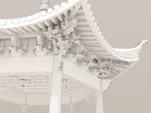 chinese wood gazebo Modello 3D