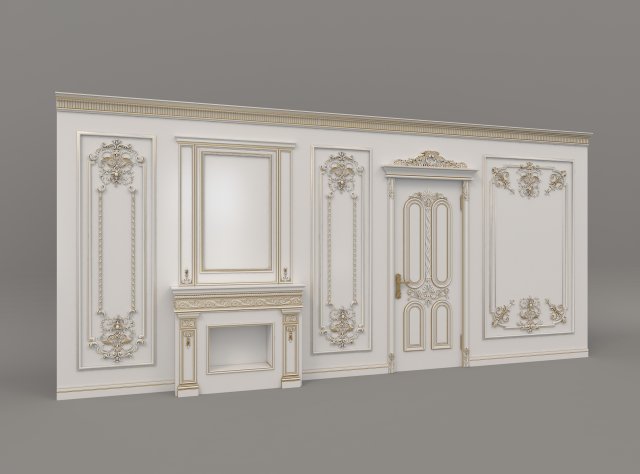 european style interior wall decoration 3 3D Model .c4d .max .obj .3ds .fbx .stl .blend