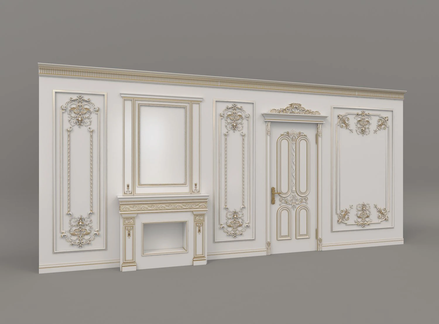 european style interior wall decoration 3 3D Model .c4d .max .obj .3ds .fbx .stl .blend 