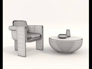 coffee table and chairs 6 3D-Modell