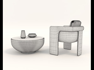 coffee table and chairs 6 3D-Modell