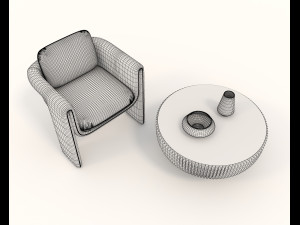 coffee table and chairs 6 3D-Modell