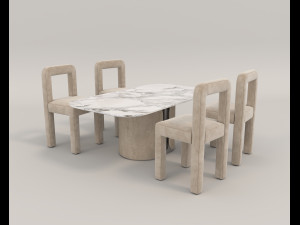contemporary design table and chair set 14 Modelo 3D