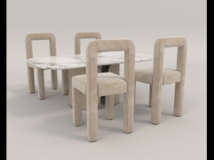 contemporary design table and chair set 14 3D Model