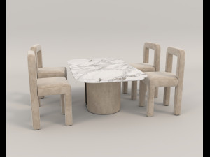 contemporary design table and chair set 14 3D Model