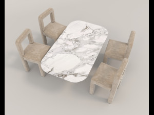 contemporary design table and chair set 14 3D Model
