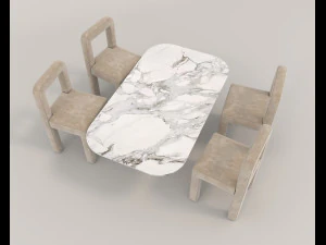 contemporary design table and chair set 14 3D Model