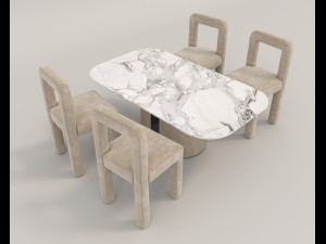 contemporary design table and chair set 14 3D Model