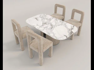 contemporary design table and chair set 14 3D Model