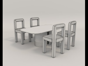 contemporary design table and chair set 14 3D Model