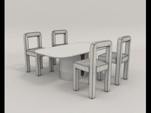 contemporary design table and chair set 14 3D Model