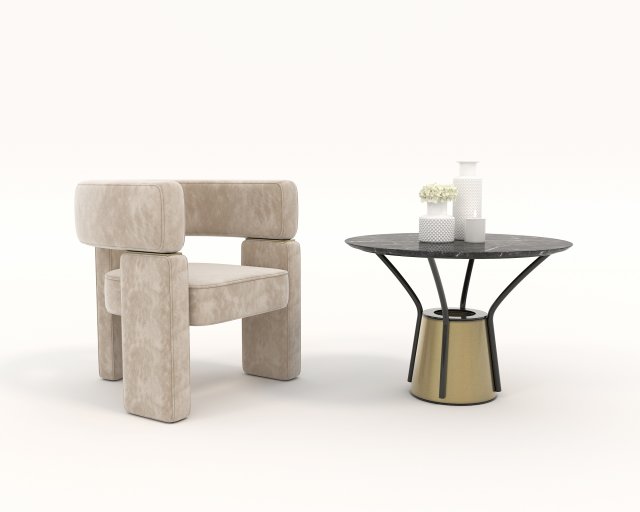 coffee table and chairs 7 3D Model .c4d .max .obj .3ds .fbx .stl .blend 