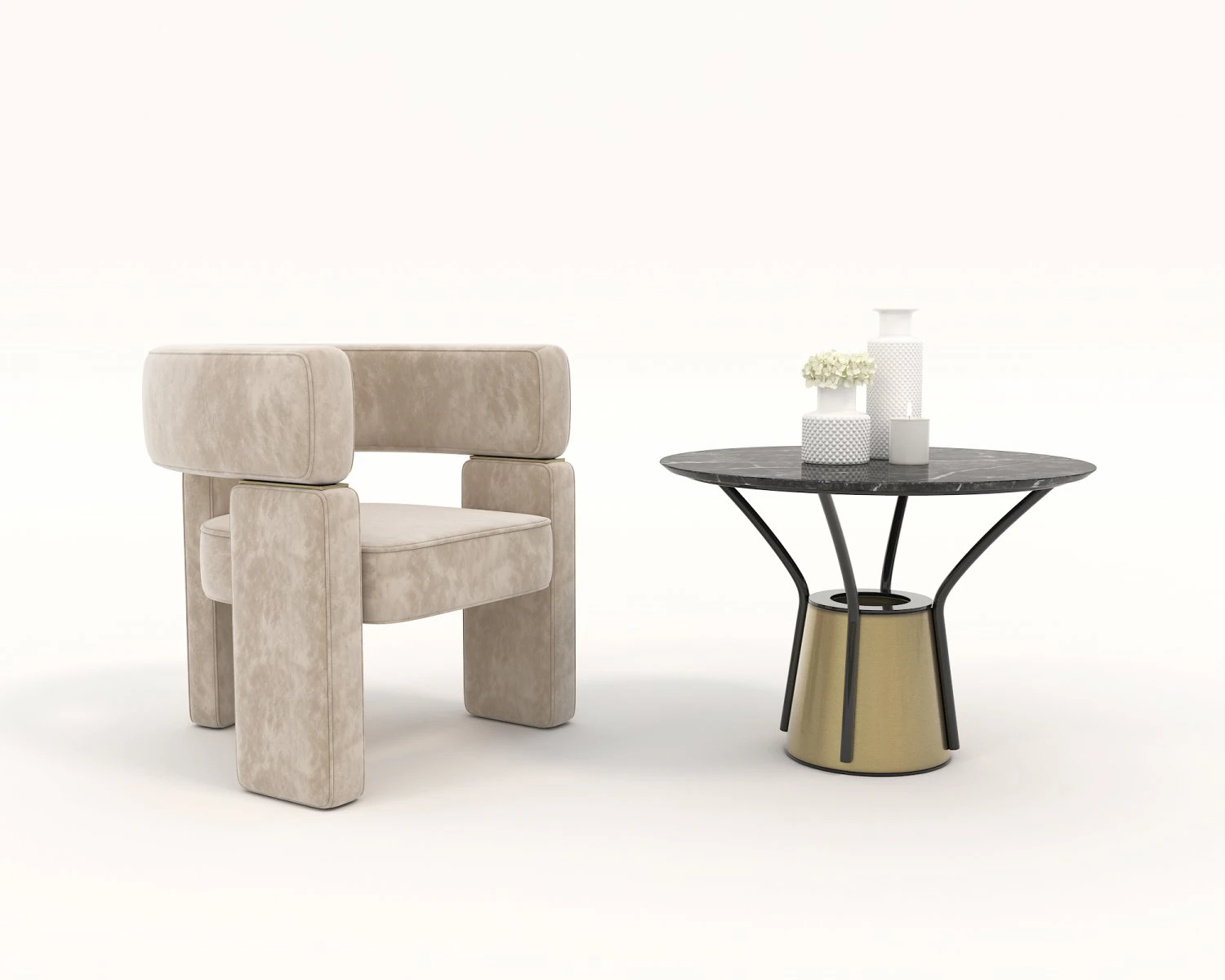 coffee table and chairs 7 3D Model .c4d .max .obj .3ds .fbx .stl .blend 
