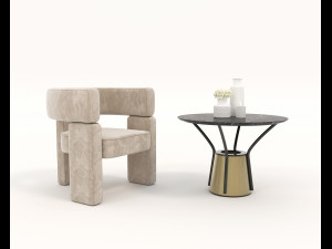 coffee table and chairs 7 Modelo 3D