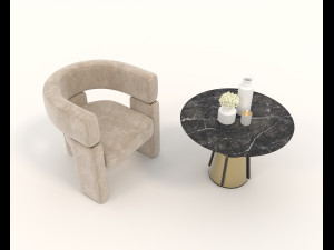 coffee table and chairs 7 3D Model