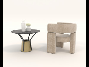 coffee table and chairs 7 3D Model