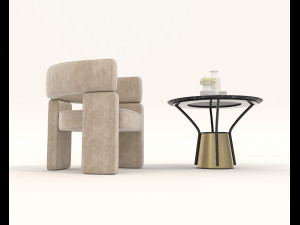 coffee table and chairs 7 3D Model