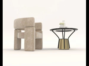 coffee table and chairs 7 3D Model