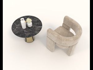 coffee table and chairs 7 3D Model
