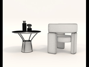 coffee table and chairs 7 3D Model