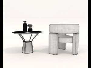 coffee table and chairs 7 3D Model
