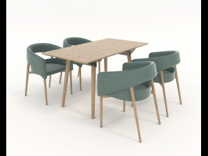 contemporary design table and chair set 15 3D Model