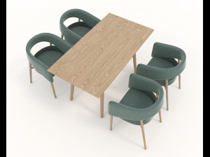 contemporary design table and chair set 15 3D मॉडल