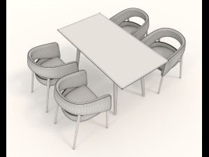 contemporary design table and chair set 15 3D मॉडल