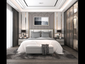 modern bedroom interior scene 3D Model